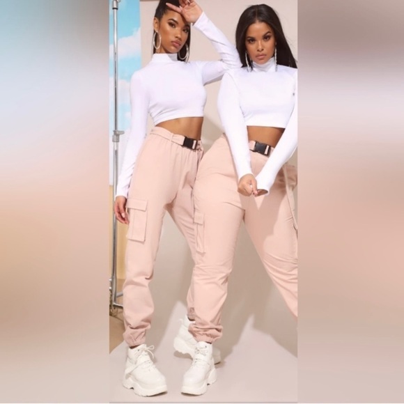 Pretty Little Thing Pink Utility Belted Cargo Joggers 12 - Picture 8 of 8